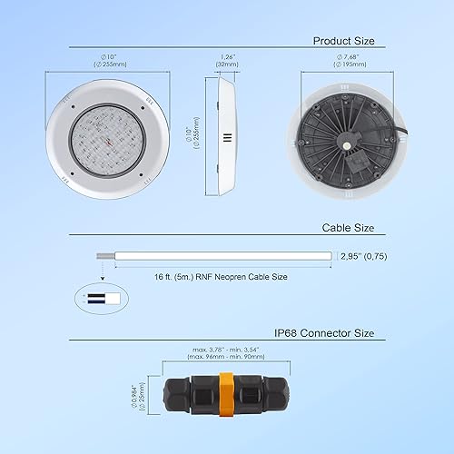 Miniatura 6 de Luces LED para piscina, 30 W, 12 V CA, cable de 16 pies, IP68 impermeable, luces subacuáticas para piscina (no incluye transformador de CA de 12 V)