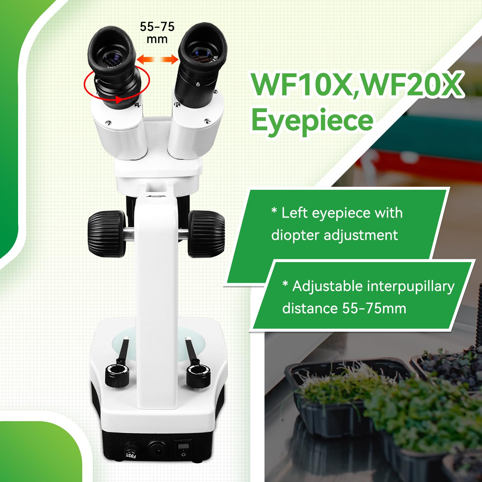 Svbony SM403 Microscopio Estéreo Binocular, 20x-80x Microscopio Estereoscópico, con Iluminación LED Doble Fuente de Alimentación, Microscopio Óptico para Reparación de Circuitos Impresos