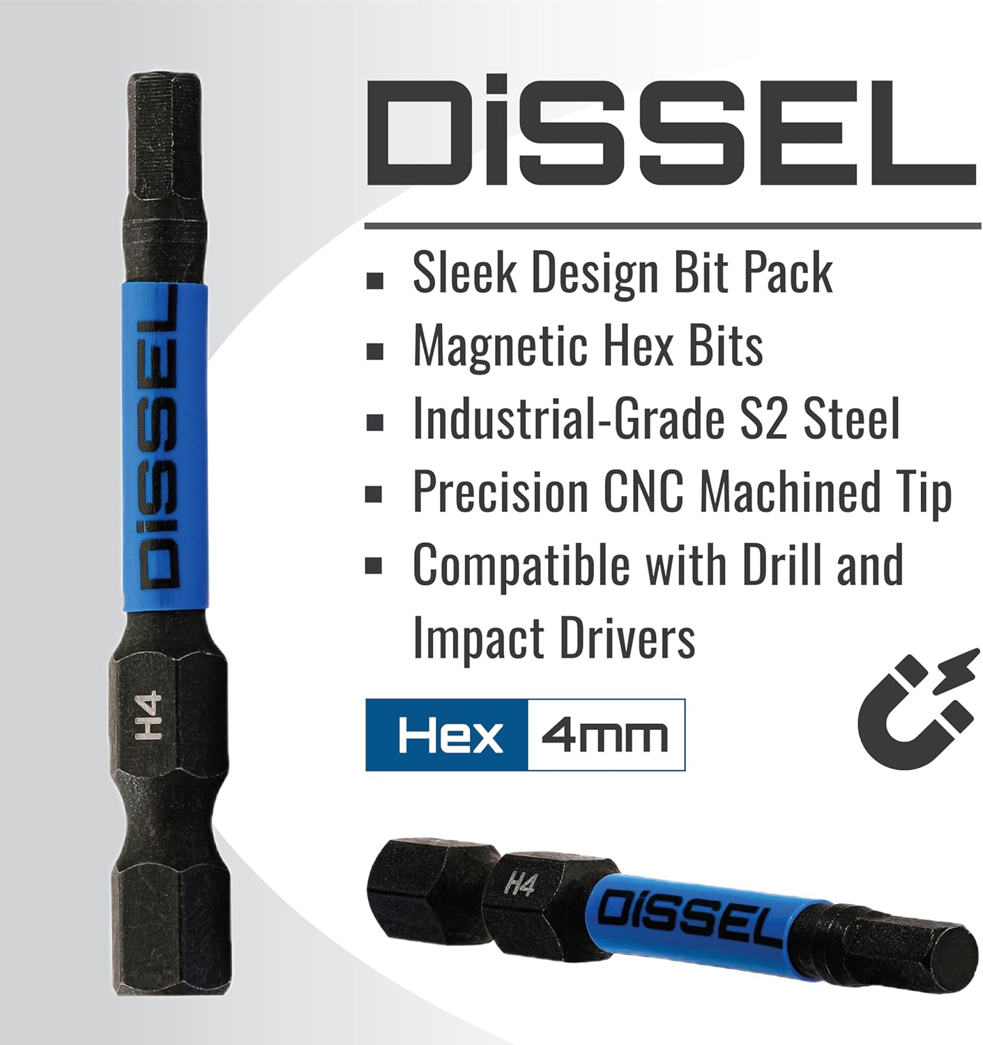 4mm Hex Bit Set - Metric Magnetic 4 mm Allen Wrench, Durable S2 Steel Hex Driver for Bike, Furniture & RC Repairs (6pc). Impact Grade Allen Bits Designed for Precision and Durability.