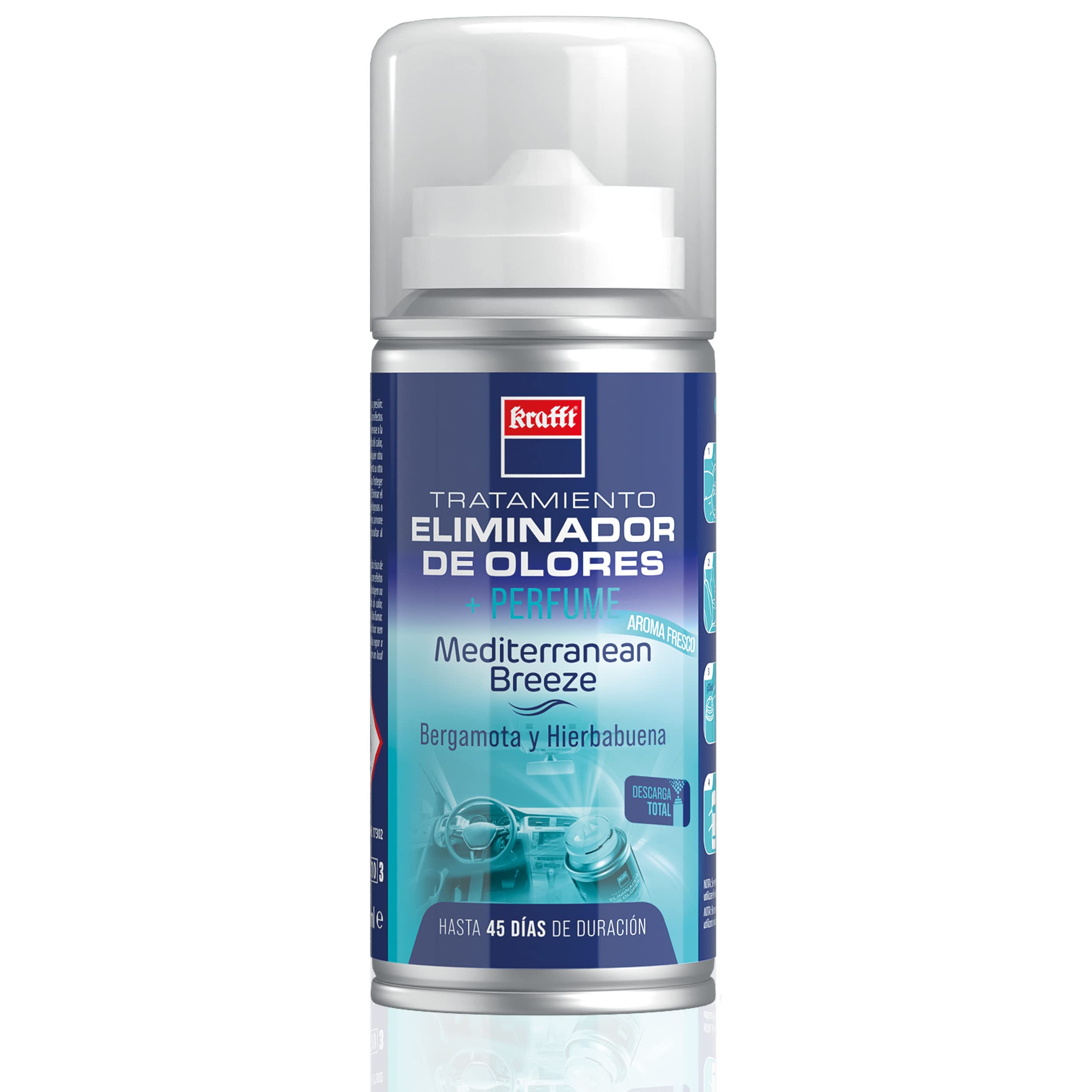 Krafft Ambientador Profesional – Eliminador de Olores de Vehículo – Duración hasta 45 Días – Tecnología Neo Pure de Doble Acción – Neutraliza Olores de Humedad, Tabaco y Mascotas – 150 ml