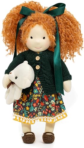 Miniatura 1 de Muñeca Waldorf hecha a mano, Hanne de 12 pulgadas, muñeca de trapo suave con bonito peluche, ideal para bebés y niños pequeños