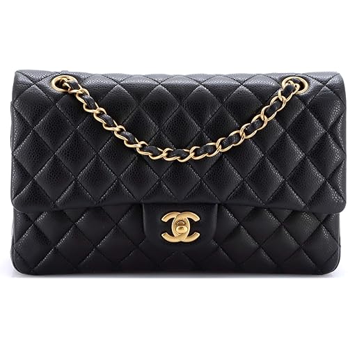 Chanel, Pre-Loved Classic Double Flap Bag Quilted Caviar Medium, Black