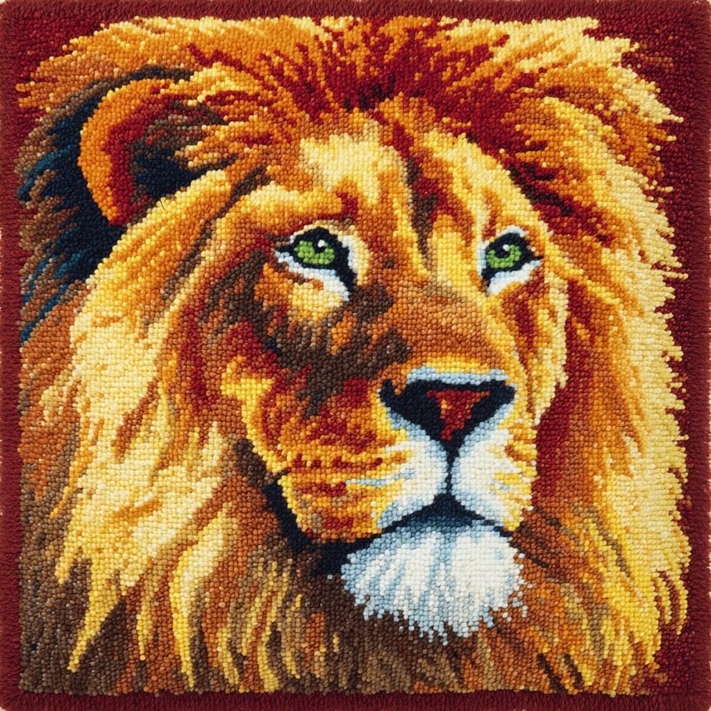 Henypt DIY Latch Hook Pillow Kit, Lion