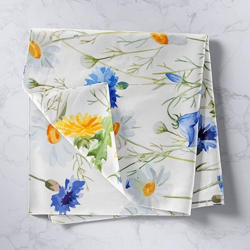 Miniatura 2 de Tapices florales de acuarela azul y amarillo, tapiz de flores pastorales para colgar en la pared, arte para dormitorio, estético, divertido, tapices