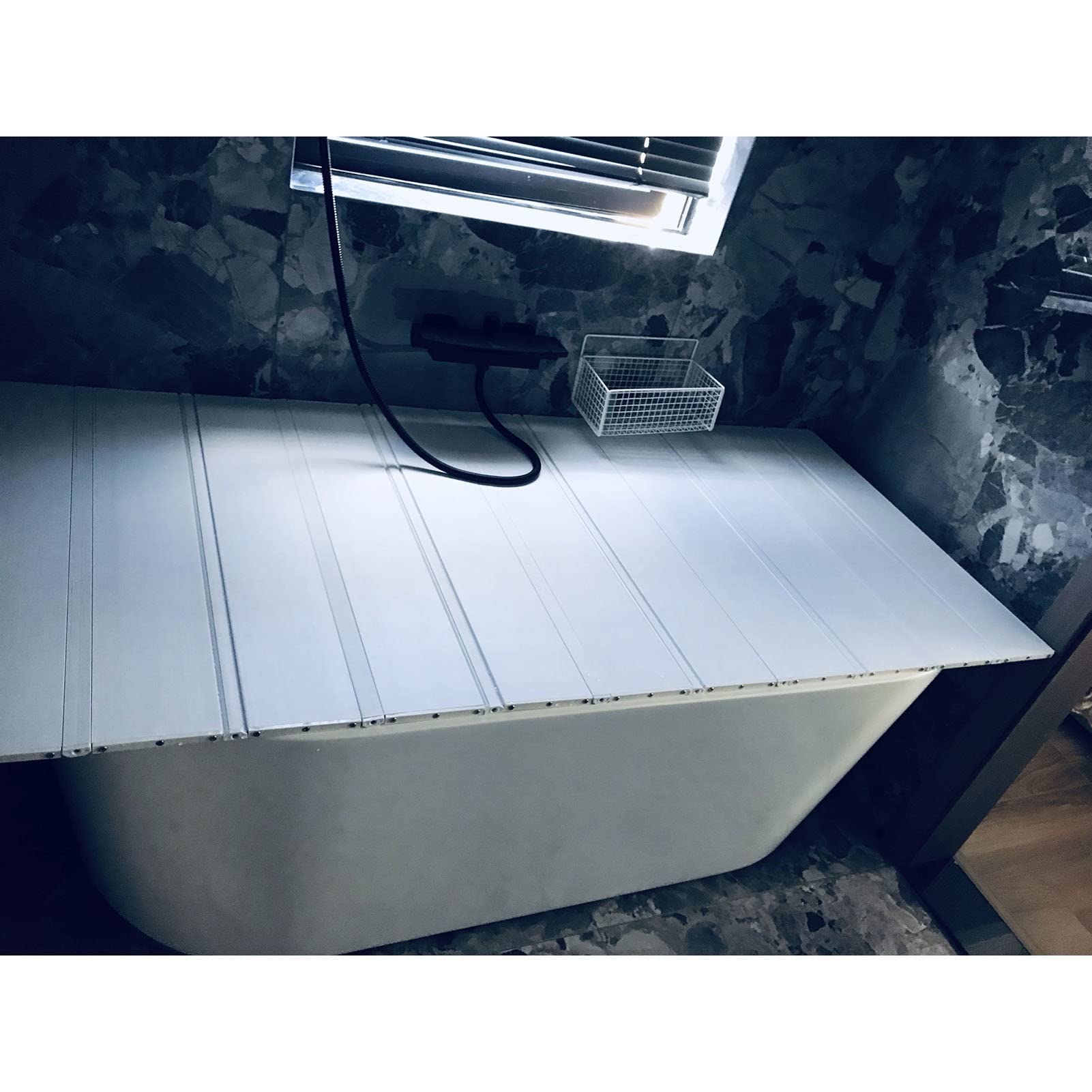 Pont de baignoire pliable et couverture baignoire PVC pour étagère salle de bain
