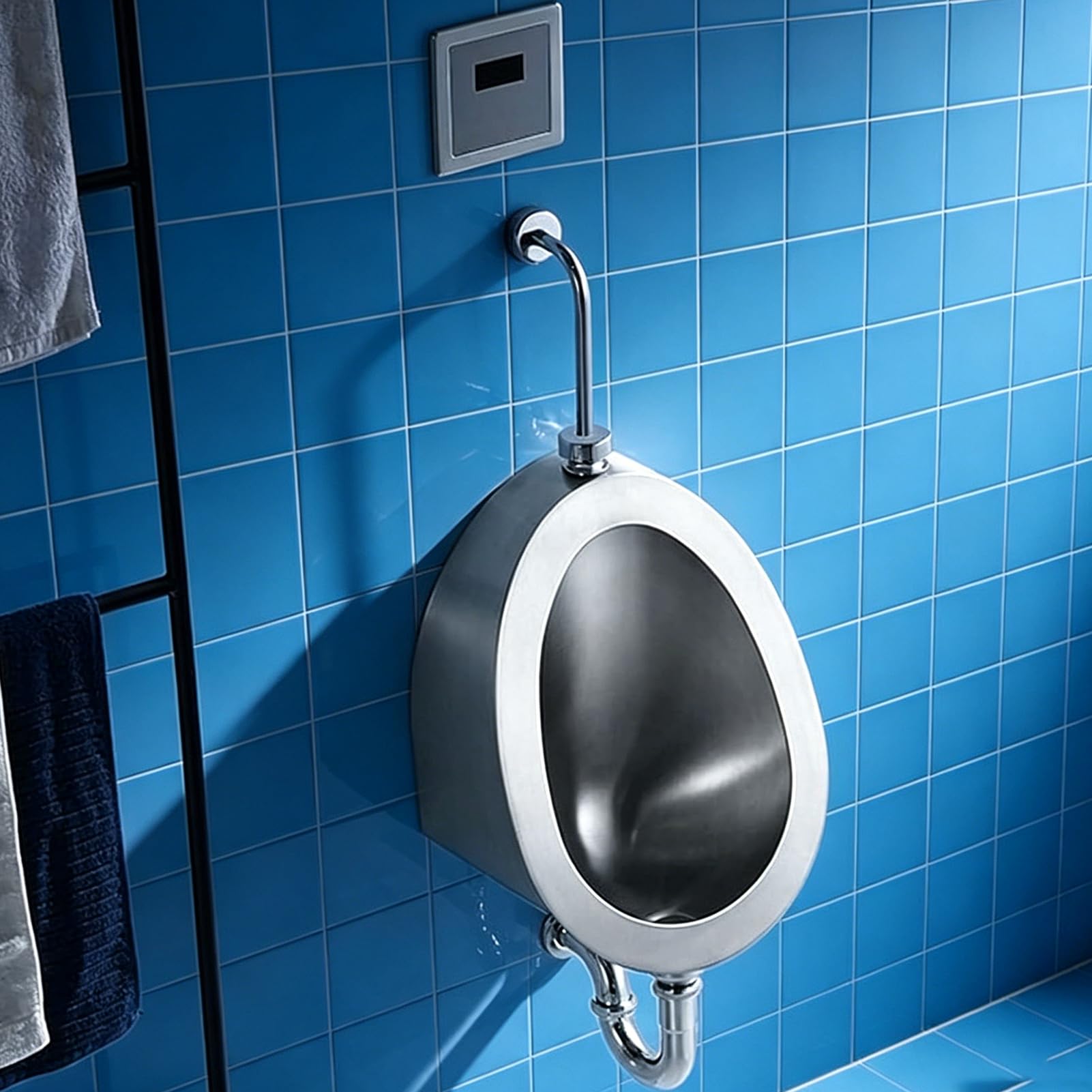 LYJIANGXIN Wall Mounted 304 Stainless Steel Urinal For Man, Intelligent Flushing Urinals For Men, Commercial Automatic Sensor Urinal For Public Restroom, Men Bathroom