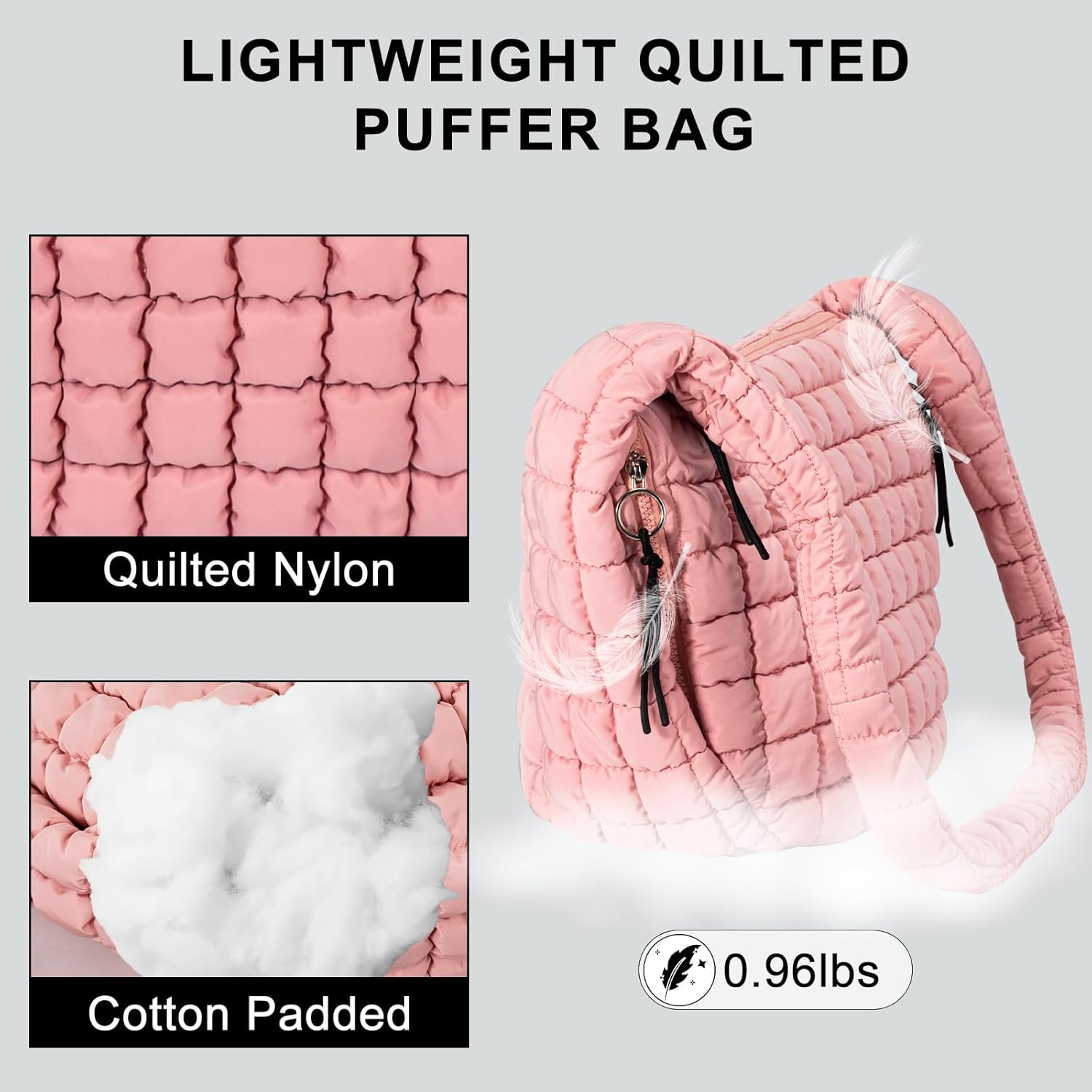 Puffer Tote Bag for Women Large Quilted Puffy Lightweight Carryall Crossbody Tote Bag for Women - Image 6