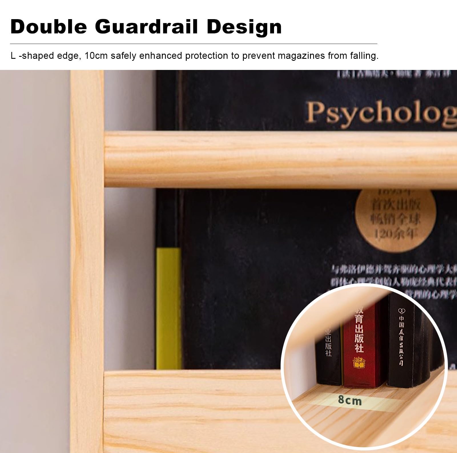MaiBuL LNNW Wandzeitungsständer aus Holz, hängendes Bücherregal im Wohnzimmer, Aktenständer, Broschürenständer, einfach zu montieren Zeitschriften- und Broschürenständer(W-60cm(23 5/8"))