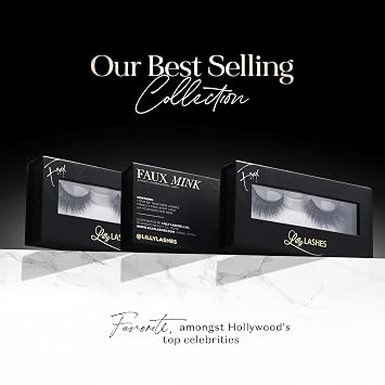 Lilly Lashes 3D Miami Faux Mink Strip Eyelashes, False Eyelashes Dramatic Look, Reusable False Lashes, Fake Lashes Pack, Lash Strips with Luxury Silk Like Fibers, No Lash Glue Included