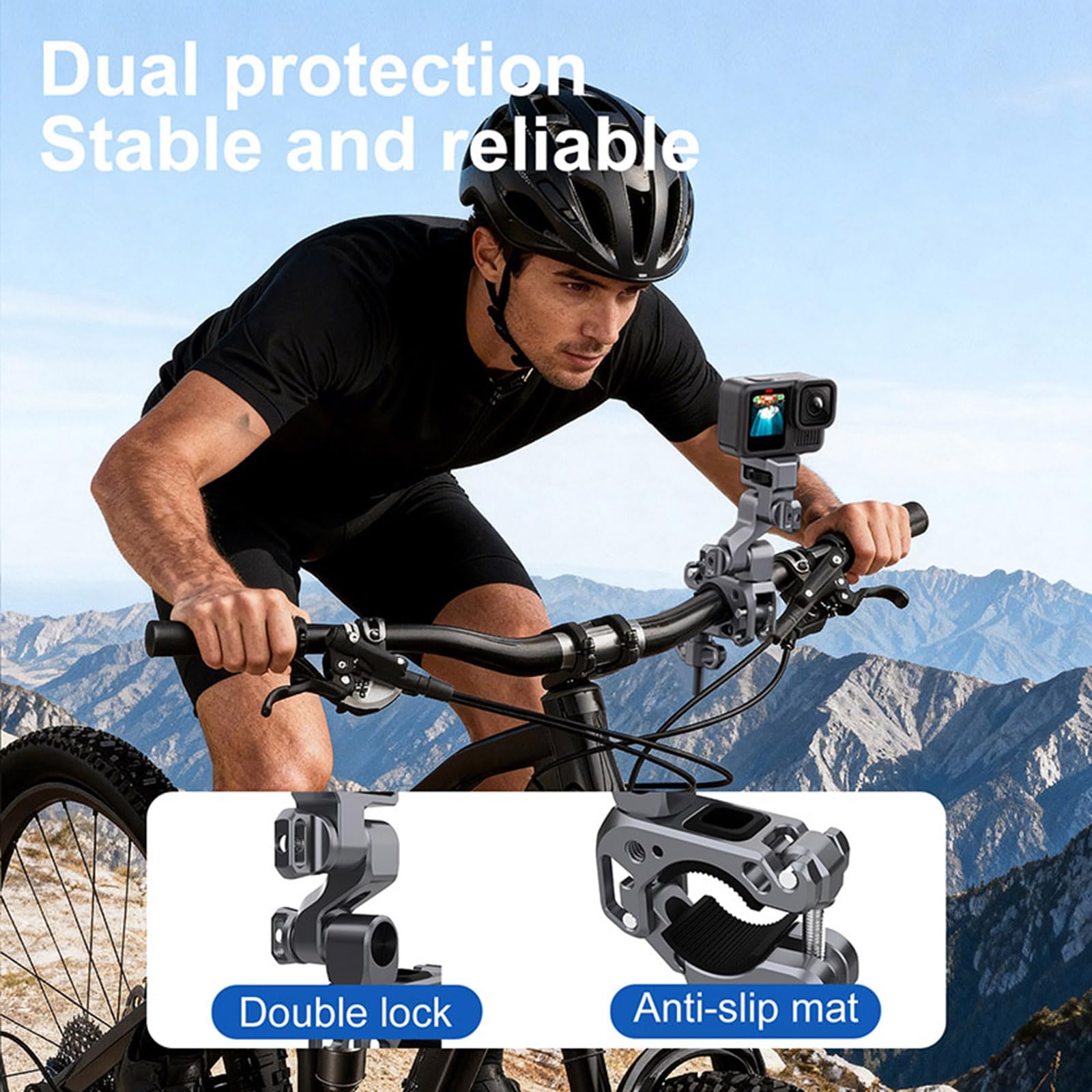 Uchwyt zaciskowy do kamery Motocyklowe uchwyty na kierownicę do aparatów DJI Action/Insta360, adapter do montażu kamery Super Clamp z akcesoriami śrubowymi 1/10.2 cm
