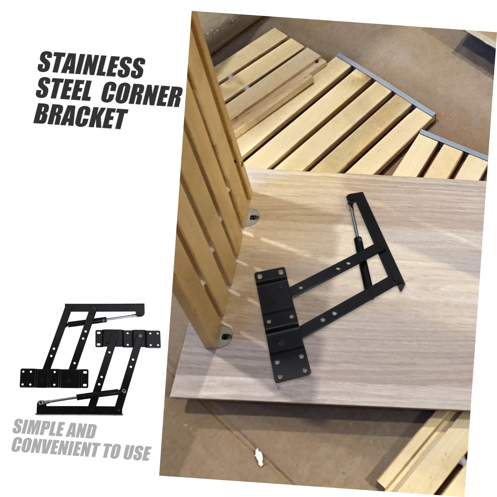 1 Par de Marcos Elevadores de Mesa de Hierro Negro | Soporte Plegable para Muebles, Estructura Resistente, Ahorro de Espacio, para Mesa de Café Telescópica