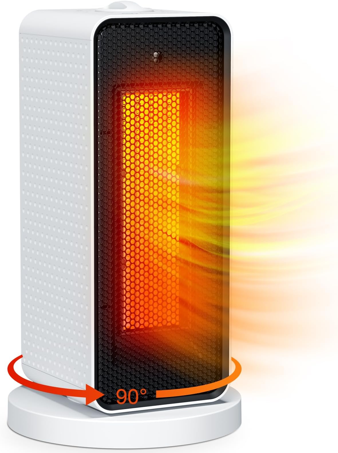 QooseaSpace Heaters for Indoor Use Electric Oscillation Portable Electric Space Heater Ceramic Heater with Thermostat Fast Heating Ultra Quiet Small Space Heater for Office Home Room White