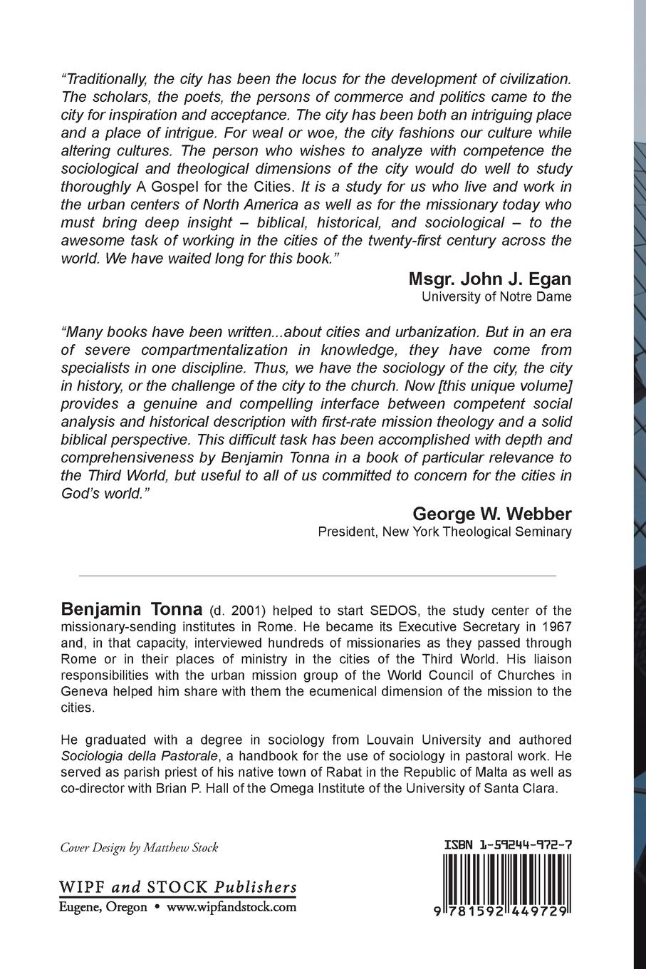 Gospel for the Cities: A Socio-Theology of Urban Ministry