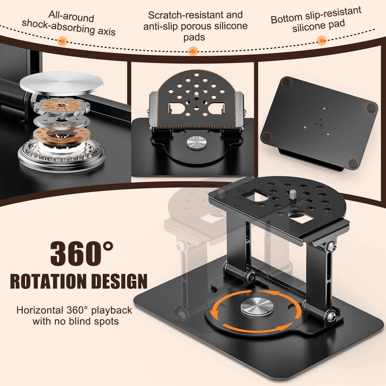 Supporti per Proiettori, Supporto Proiettore da Tavolo con Rotazione a 360°, Porta per Proiettore in Metallo con Vite da 1/4" per Home Cinema, Sala Giochi, Ufficio
