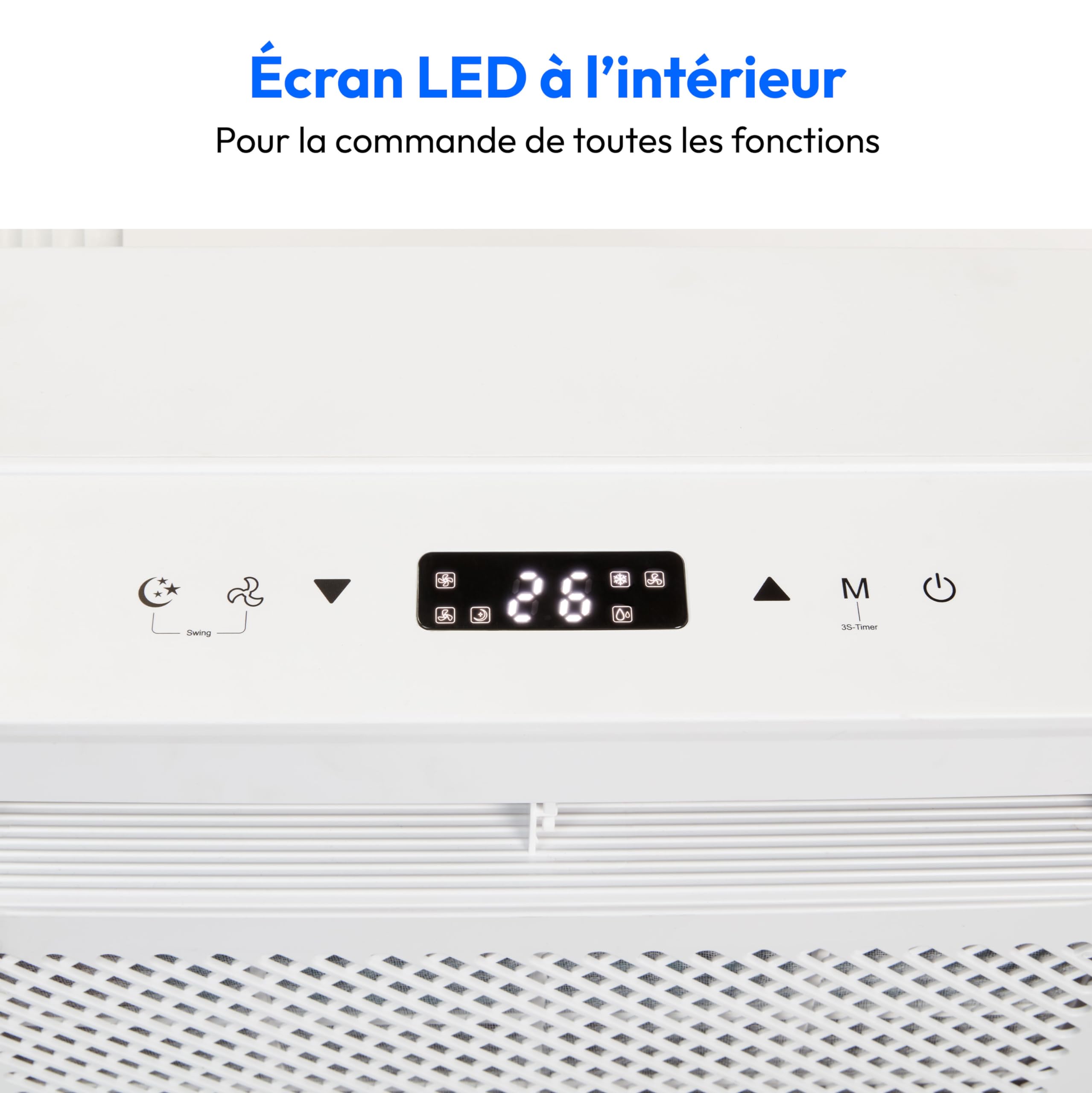 MEDION Smart Climatiseur Split P502 (5000 BTU, 3-en-1, Refroidir, Déshumidification, Ventilation, pour caravane, camping-car, kit de joint de fenêtre, mode sommeil, contrôle Wifi, Écran, MD 37735)