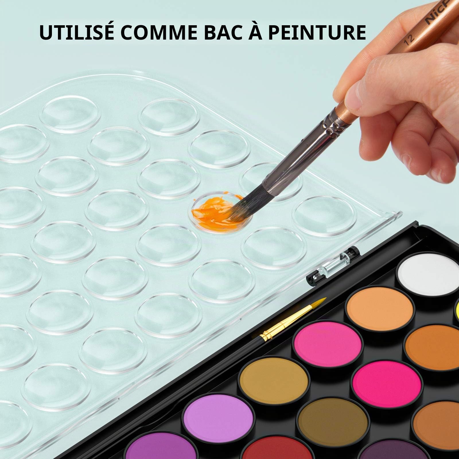 Nicpro Kit de Peinture Aquarelle, 48 Couleurs Aquarelles avec 8 Pinceaux, Palette, 25 Papiers Artistiques, 2 éponges, Fournitures de Peinture Non Toxiques pour Adultes, Débutants, Artistes