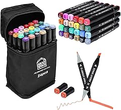 ABOUT SPACE Dual Tip Alcohol Markers-24 Colours With Carrying Case For Sketching Calligraphy Drawing- Odorless, Non-Toxic, Acid-Free Twin Head Colouring Marker For Kids Adult Beginners| Multicolor
