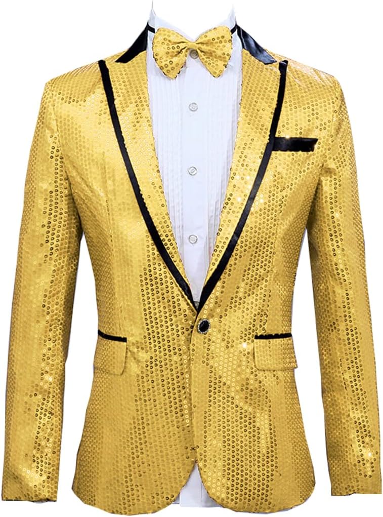 Mens Sequin Blazer Tuxedo Party Prom Wedding Tuxedo One Button Jacket