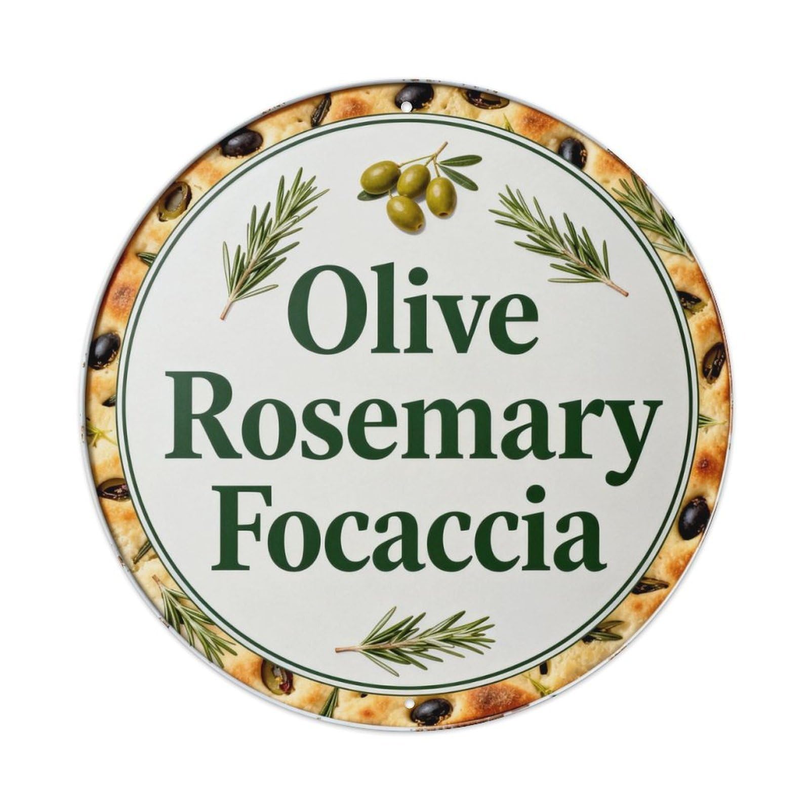 Olive Rosemary Focaccia Metal Tin Sign Plaque