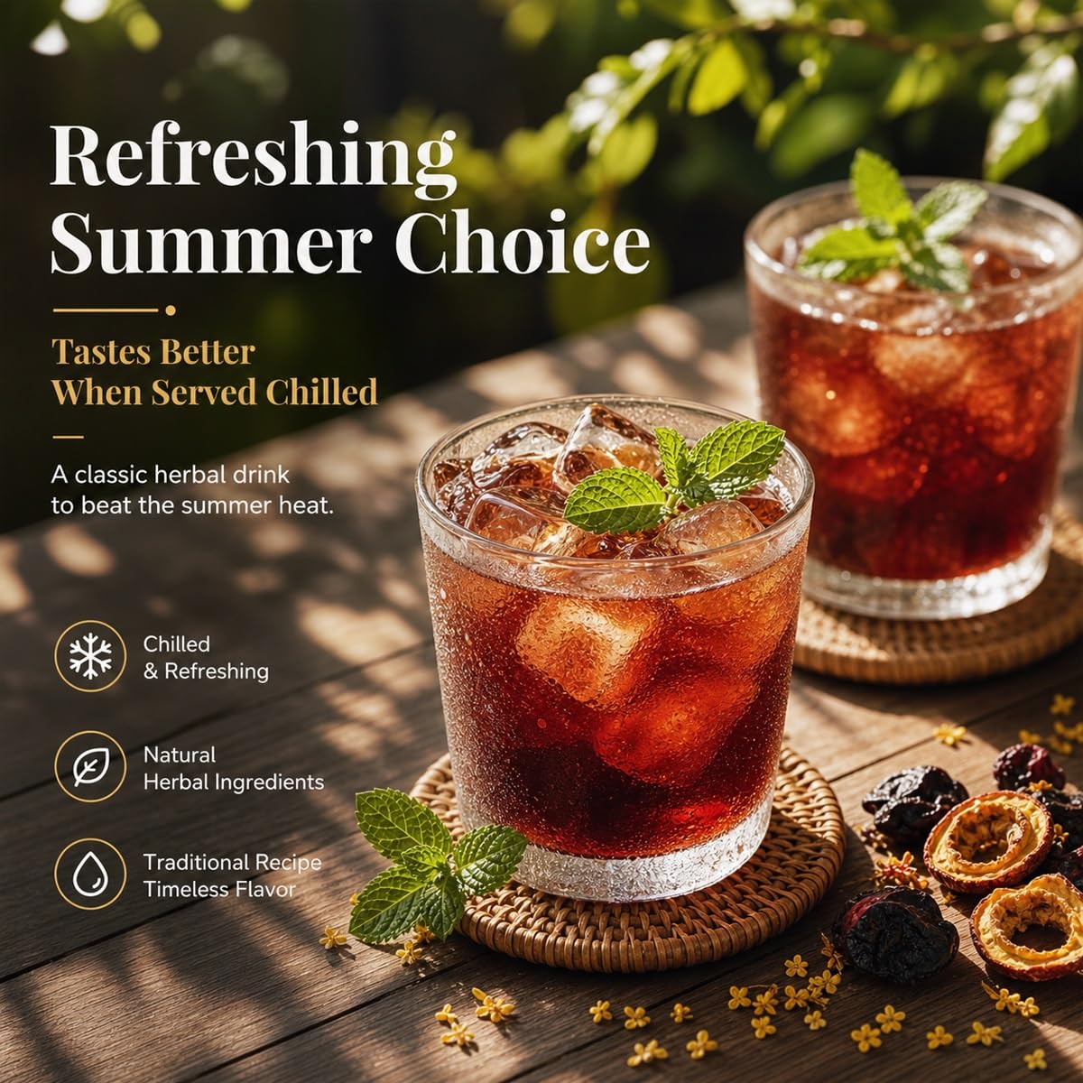 Preparado Infusión Ciruela Agria Hierbas Té 5 Sobres De 100g | Bebida tradicional de verano con hibisco espino blanco y bolsa filtro. Sabor agridulce refrescante sin aditivos artificiales.