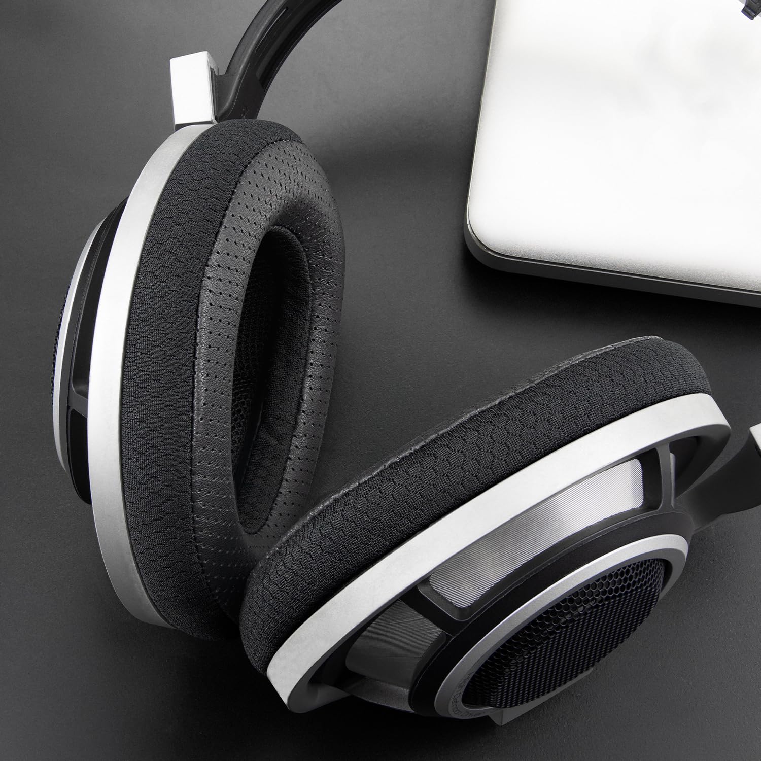 SOULWIT Lammfell Ersatzpolster Ersatz Ohrpolster für Sennheiser HD800/HD800S HD 800-Kopfhörer, Polster mit langlebigem Mesh-Gewebe, Noise-Isolation-Gedächtnis-Schaumstoff