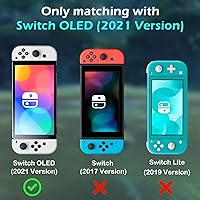 Vista 16 de DLseego Switch OLED Protective Case Dockable Hard Shell Anti-Scratch Cover Joycon Accessory Skin with 6PCS Thumb Grips Caps and 2Pc Screen