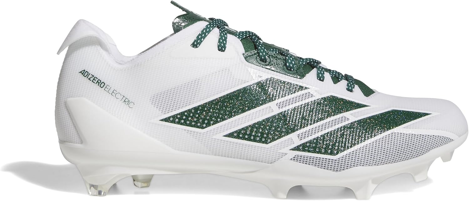 Adidas Men's Adizero Electric American Football, White/Dark Green/White, 12