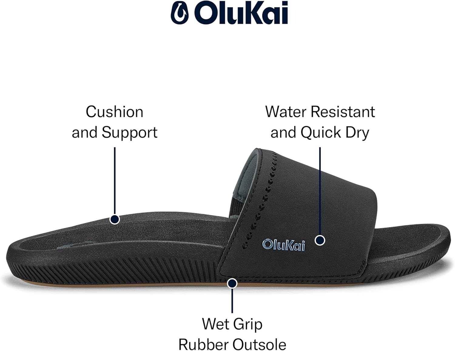 OLUKAI Ulele Slide Women's Sandals, Water-Resistant Slide, Enhanced Grip & Traction, Cushioned All-Day Comfort & Wear - Image 2