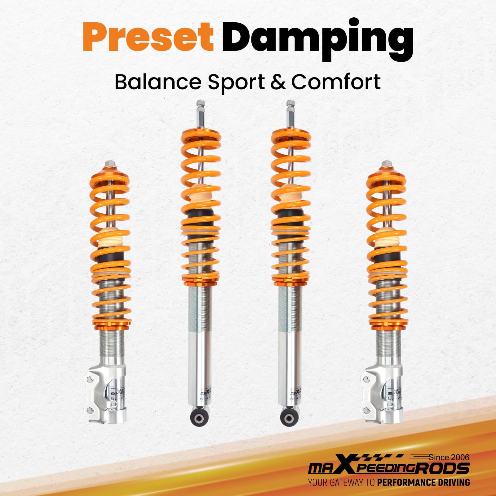 maXpeedingrods 4 Lots de Coilover Combinés Filetés pour VW Corrado Golf MK2 MK3 Jetta II? Kit de Ressorts de Suspension Amortisseurs Hauteur Réglable - Or