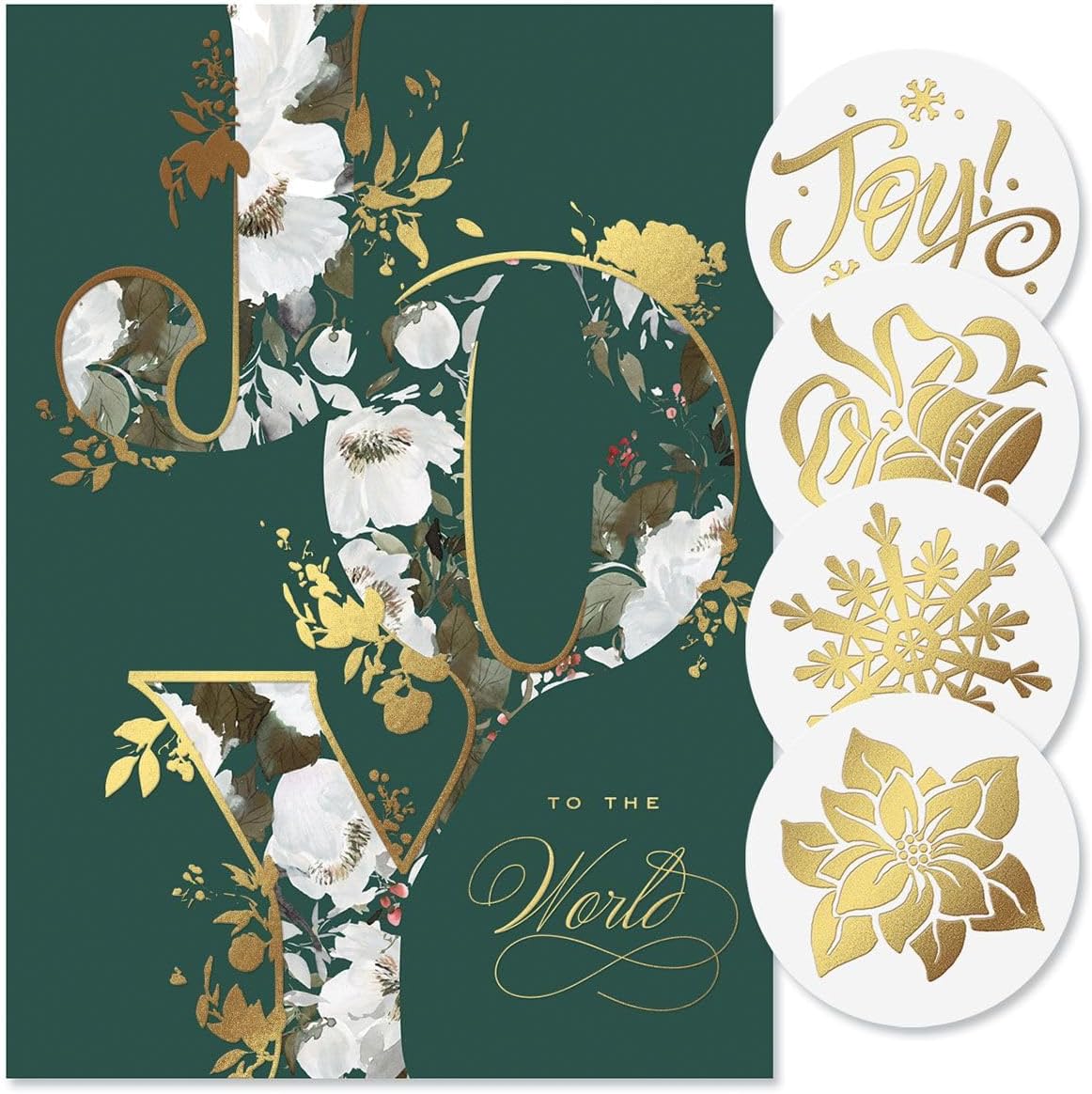 Colorful Images Floral Joy Personalized Christmas Cards - Set of 24 Cards, Envelopes and Seals, Card Stock, 5 x 7 Inches