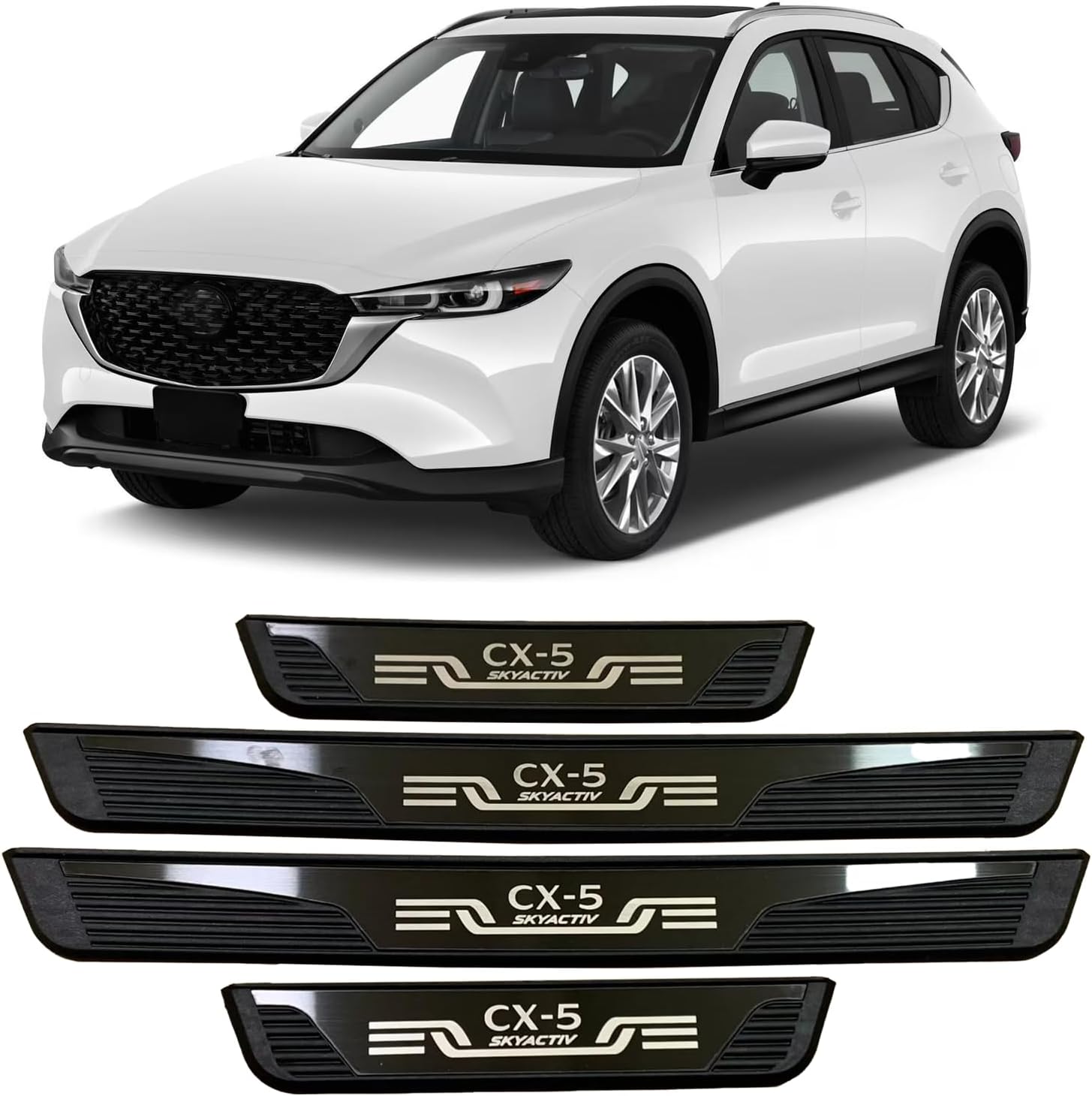 Car Outer Door Sill Scuff Plate Guard Protector for Mazda cx5 cx-5 2013-2025, Stainless Steel Trim Cover Auto Accessories