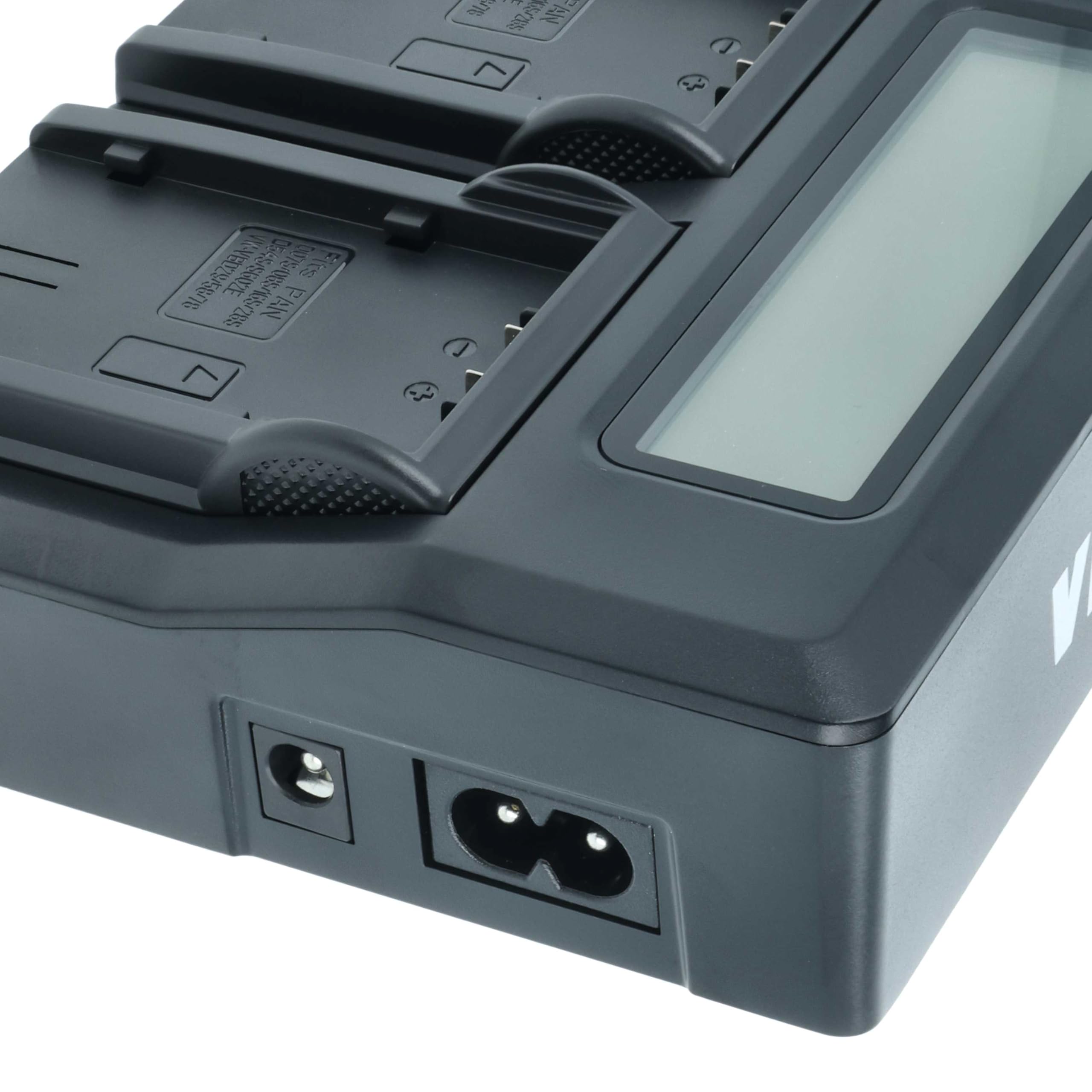 vhbw Cargador Dual Compatible con Panasonic AJ-PX270, AJ-PX270EJ, AJ-PX298MC batería de cámara - Soporte con Pantalla