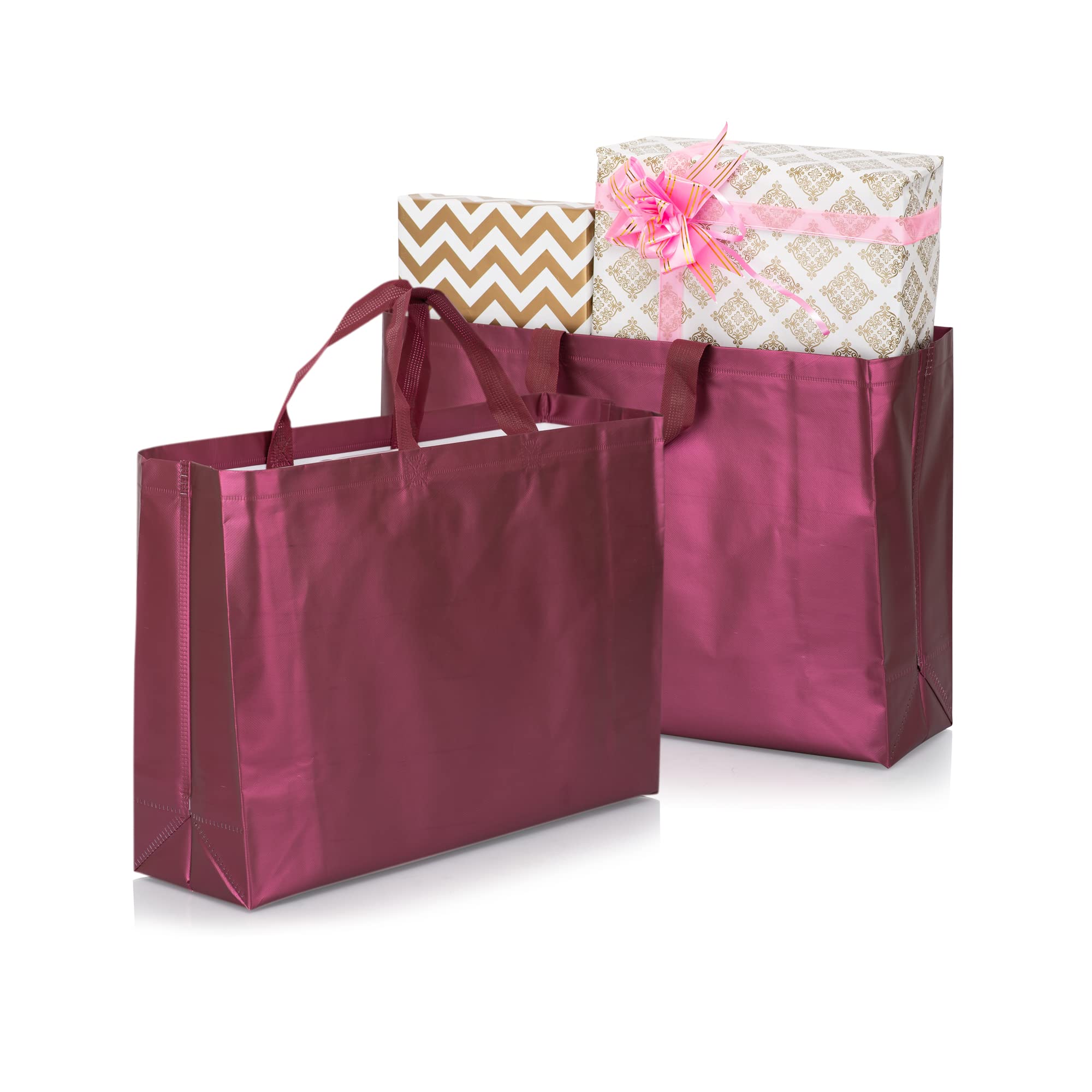 Drapme Large Size Pack of 50 Pcs Matt Metallic Laminated Non-Woven Reusable Eco-Friendly Party Return Gift Bags (Wine) (Large 17x12x5 Inch) (B0BBFWRJZT) Amazon Price History, Amazon Price Tracker