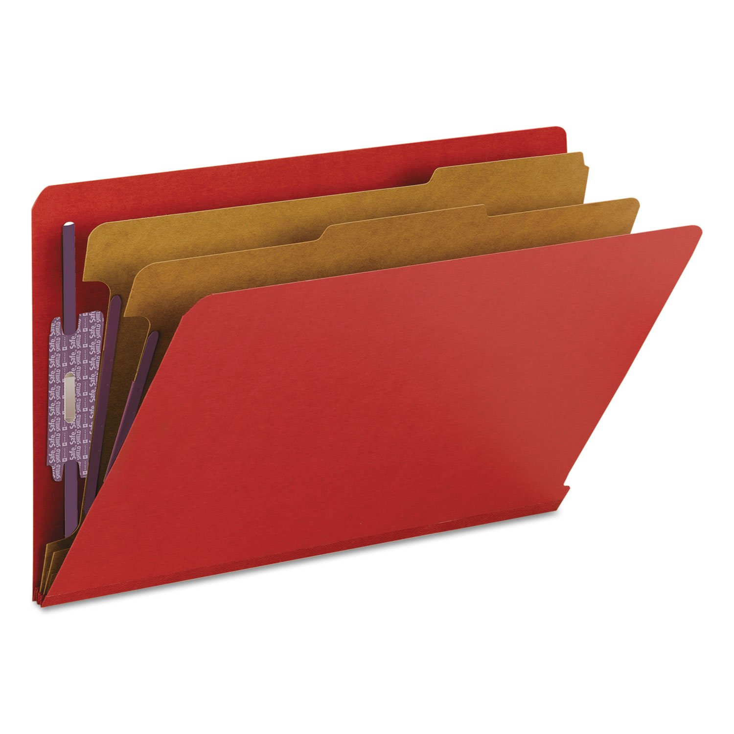 Smead End Tab Pressboard Classificazione Cartella File con Elementi di fissaggio SafeSHIELD®, 2 Divisori, Espansione 2", Legale, Rosso brillante, 10 per Scatola (29783)