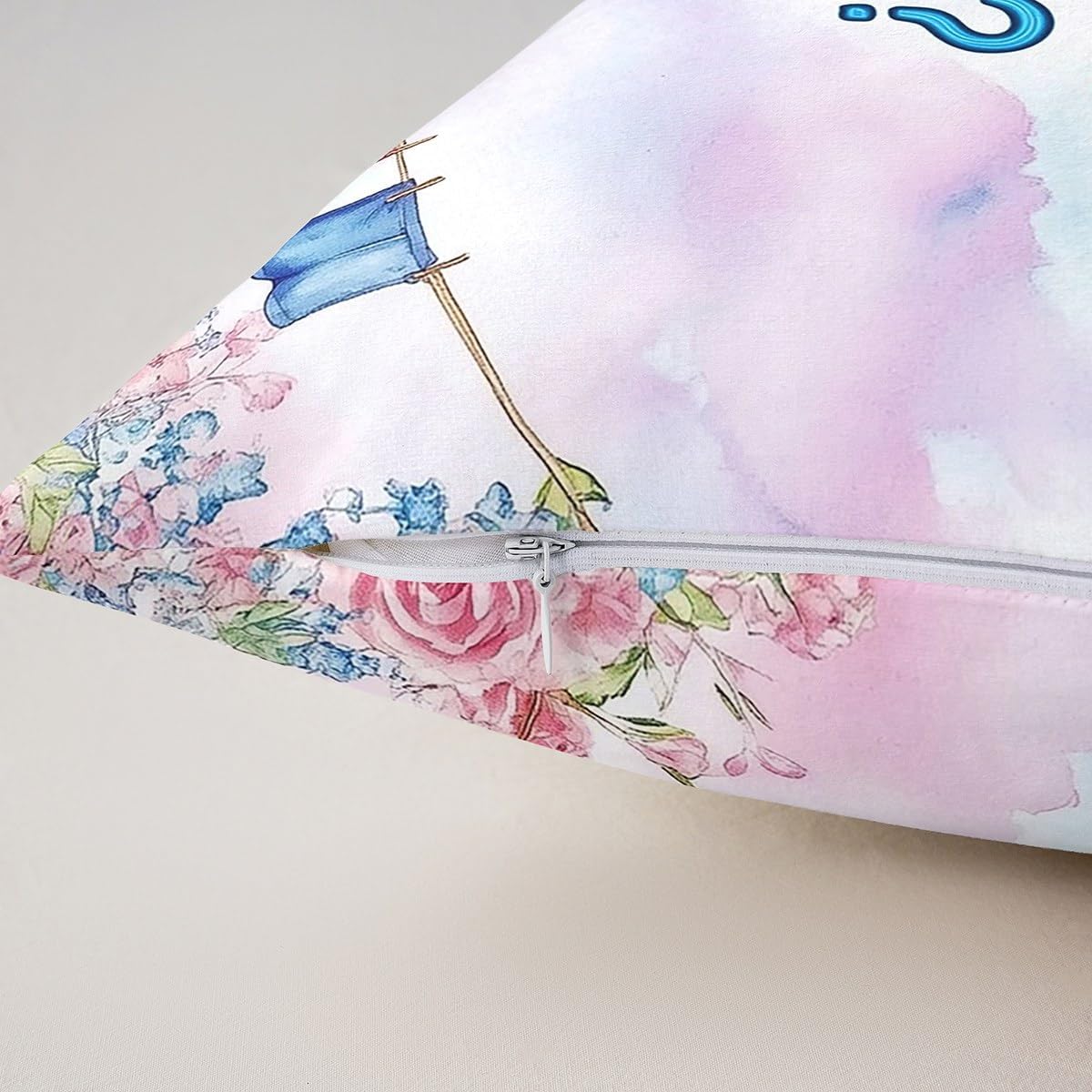 Erosebridal Gender Reveal Pillow Cover Boy Or Girl Gender Guess Throw Pillow Cover,Pink Or Blue Floral Clouds Cushion Case Rainbow Baby Reveal Decorations Party Theme Decor,16x16 Inch image 5