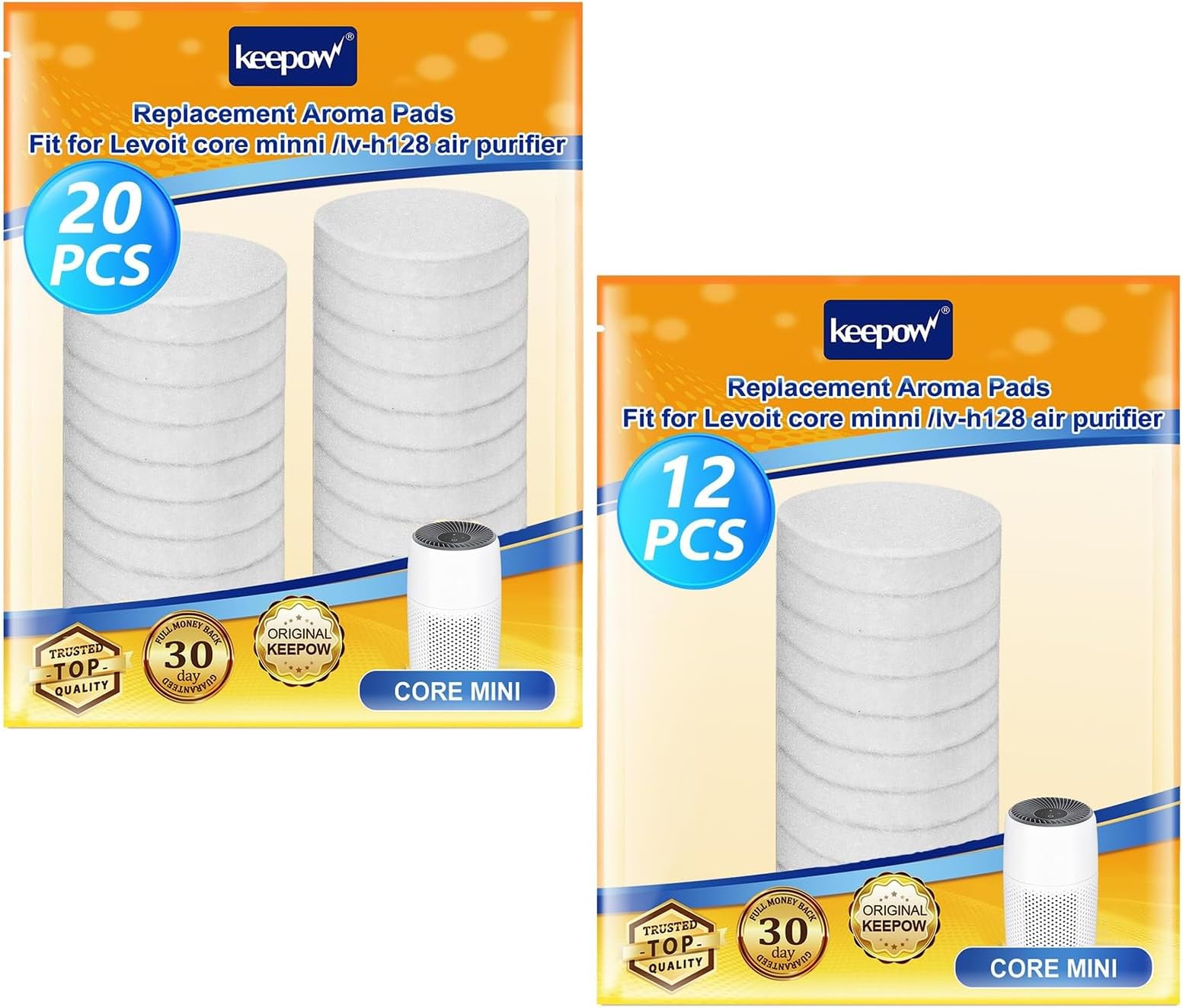 KEEPOW 32 Pack Aroma Pads Refills Compatible with LEVOIT Core Mini/LV-H128 Air Purifier, Essential Oil Pads Replacement Aromatherapy Refill Pads