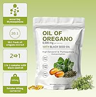 Vista 5 de Cápsulas blandas de aceite de orégano – Aceite de orégano con aceite de semilla negra de 6000 mg Aceite de orégano 2 en 1 Sin OMG – Sin gluten