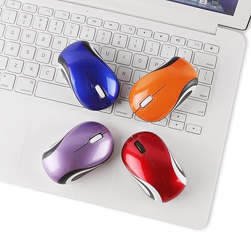 Miniatura 7 de YOCUNKER Mini mouse inalámbrico ultra portátil, 1000DPI Inalámbrico, 2.4 GHz con receptor USB, seguimiento óptico, 3 botones, PCportátil (rojo)