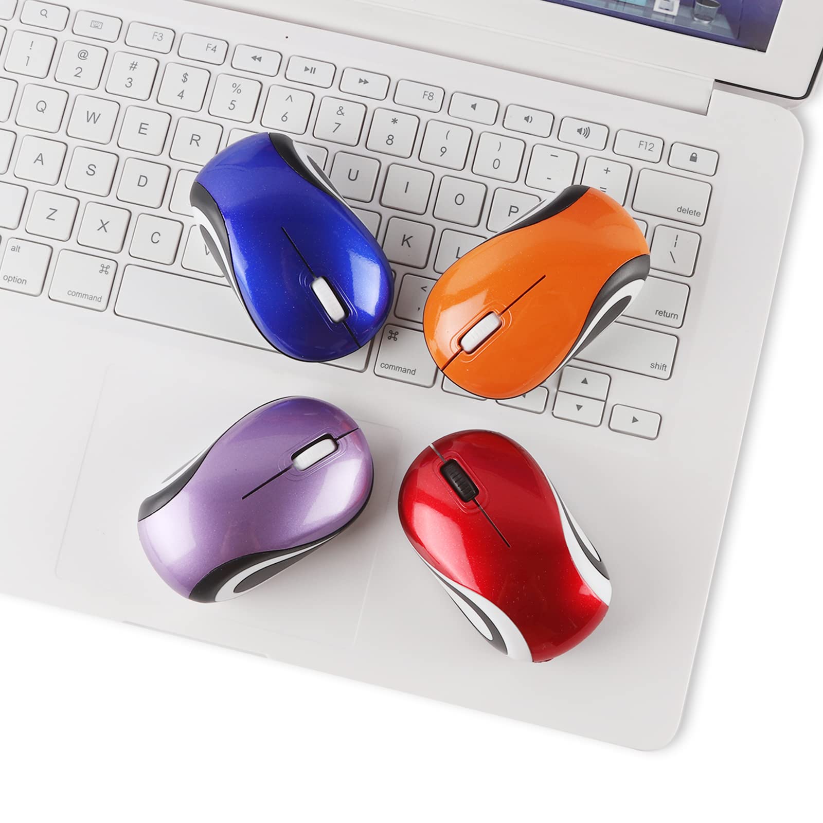 YOCUNKER Mini mouse wireless ultra portatile, 1000 dpi, mouse per computer senza fili, 2,4 GHz con ricevitore USB, tracciamento ottico, 3 pulsanti, PC/laptop (rosso)