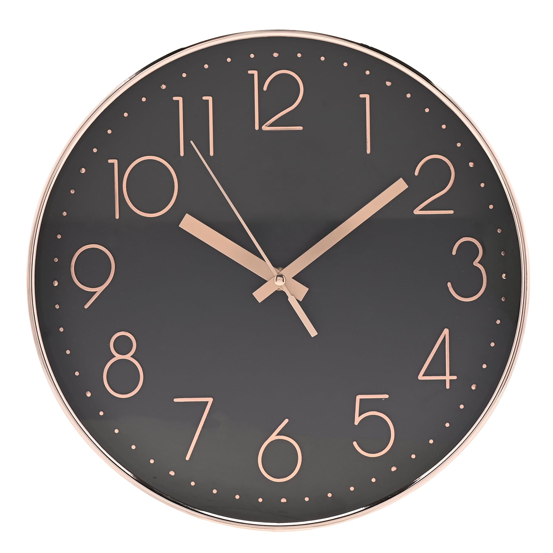 Woodhouse & Mitchell 30cm Silent Wall Clock Non-Ticking Quartz Gold & Black Battery Operated