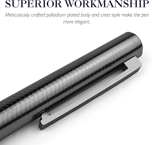 Miniatura 3 de STONEGO Bolígrafo de metal cromado sin tapa, tinta negra de 0.039 pulgadas (0.039 in), punta media, escritura suave, bolígrafo retráctil de acero