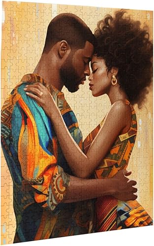 Miniatura 2 de Rompecabezas de pareja negra africana para adultos, rompecabezas de 500 piezas, divertido juego familiar, pintura al óleo, juguete educativo para