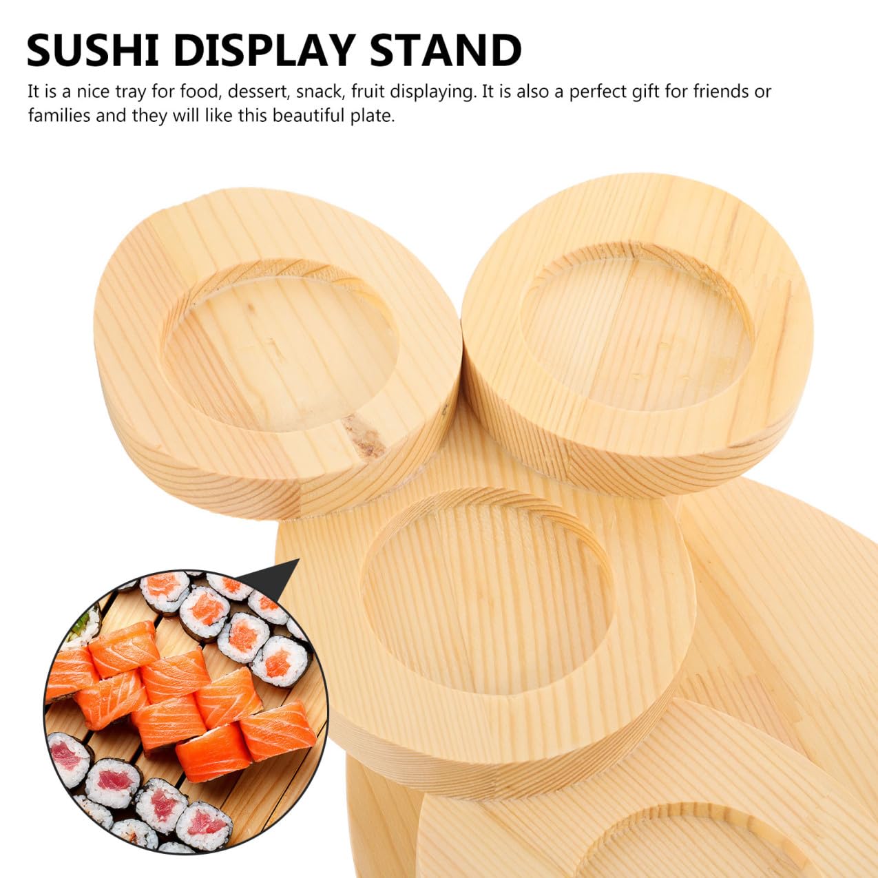 Cabilock Bandeja de Madera para Servir Sushi Diseño Escalera de Cinco Niveles, Soporte Decorativo y Funcional para Exhibir Aperitivos y Postres en Restaurantes