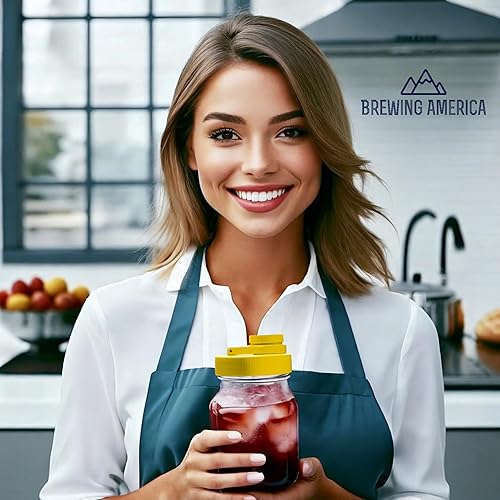 Miniatura 36 de Mason Jar Lids Wide Mouth Plastic 4 pack-USA Made-Flip Cap Screw Top Pour Spout Drink Hole - Leak-proof for Kerr and Ball Canning Jars - Airtight