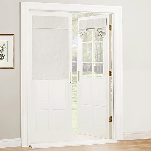 RYB HOME - Cortinas 100% opacas para puerta Tricia, mezcla texturizada de lino, aislamiento térmico, privacidad, ventana de puerta francesa,