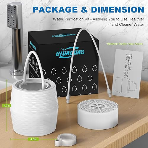 Miniatura 8 de Filtro de baño para bañera  Filtro de agua de baño KDF-55 para grifo de bañera, elimina la mayoría de cloro, plomo, fluoruro y metales pesados