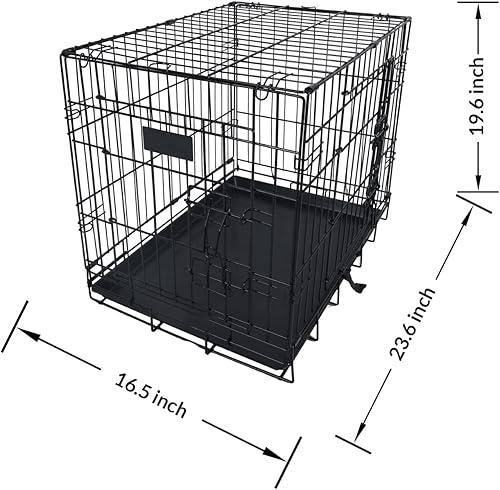Vista 9 de Elevon Jaula plegable para perros de doble puerta con pista a prueba de fugas, 30 pulgadas