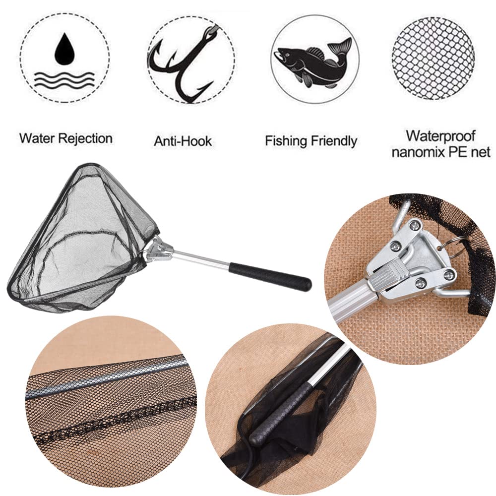 Retino Da Pesca Pieghevole - Guadino Per Carpe E Trote 50cm - Rete Nylon E Alluminio