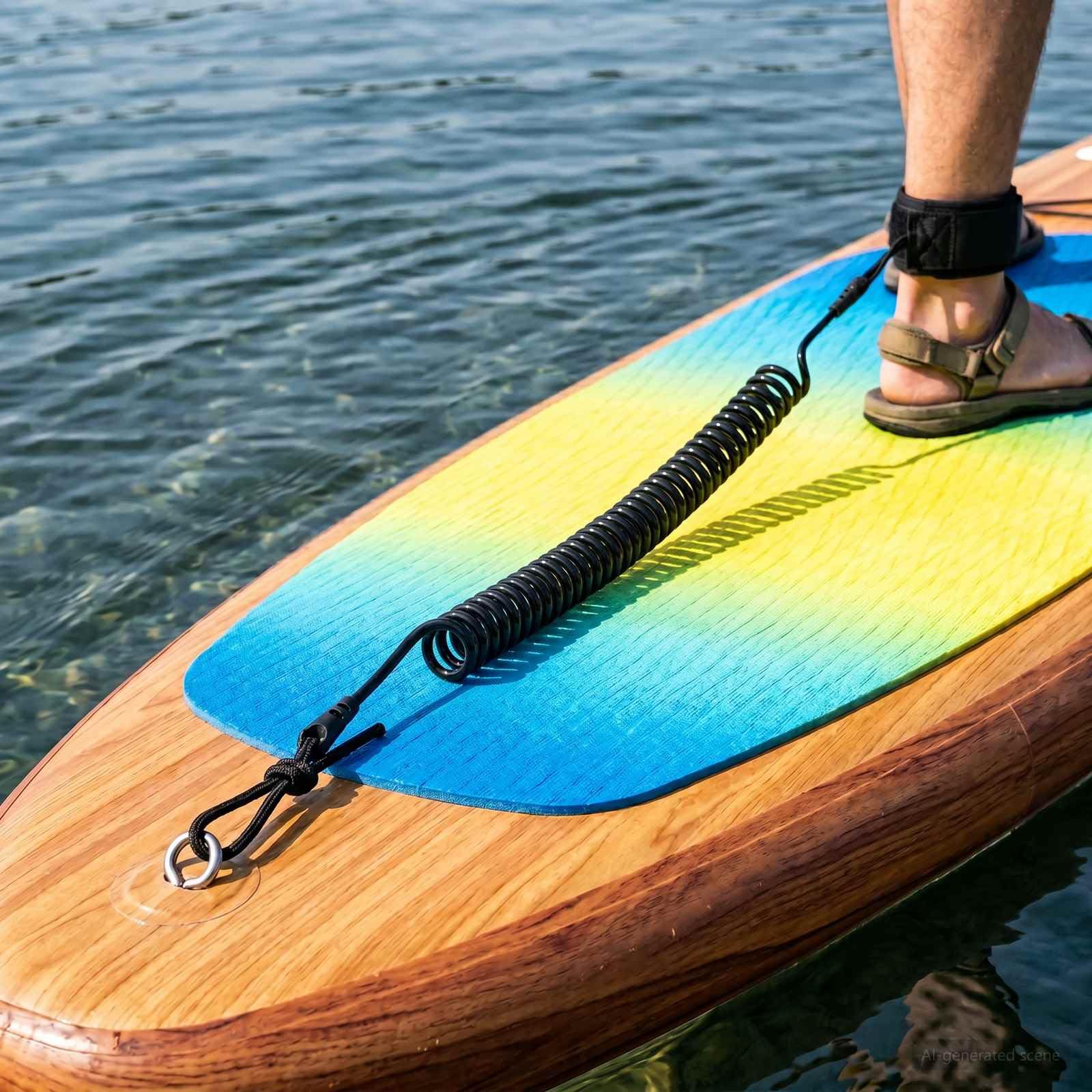 SUP Leash - Corda da SUP da 318 cm, in polipropilene, con cinturino imbottito alla caviglia e girevole, per surf, bodyboard, longboard, shorboard, sport acquatici all'aperto