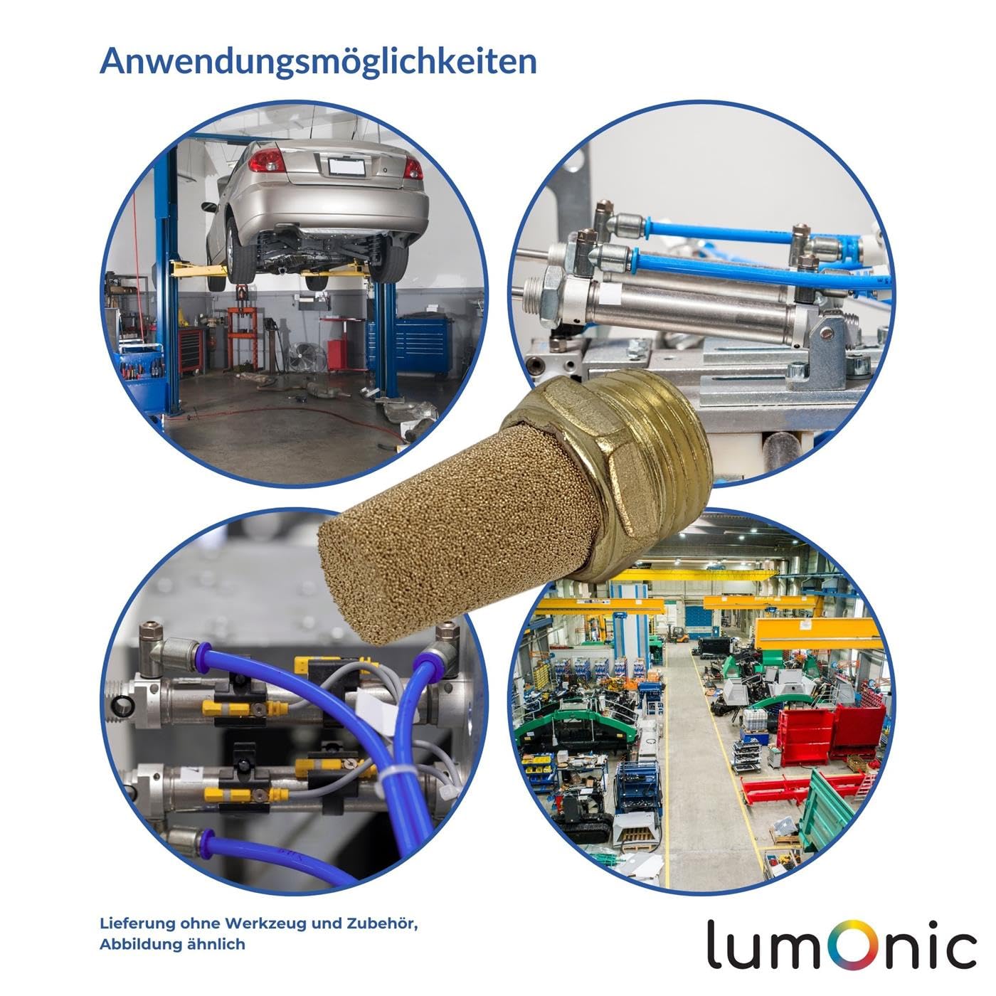 Lumonic 10x I PU Schlauch Schalldämpfer mit Gewinde I 1/4" I Luftschalldämpfer I pneumatischer Schalldämpfer I Druckluft-Schalldämpfer I Druckluft & Automatisierung